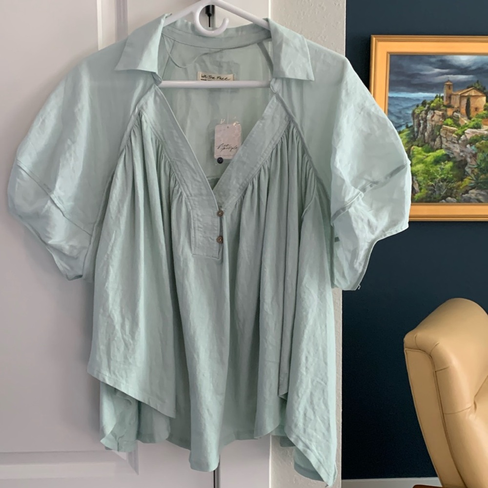 Free people mint green blouse